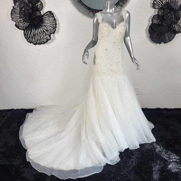 NWT~$1850~SOPHIA TOLLI~8/10~IVORY LACE EMBROIDERED MERMAID TRUMPET WEDDING DRESS - Picture 4 of 16
